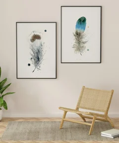 Image of a feather watercolor painting by Shayna Larsen, originals & prints available