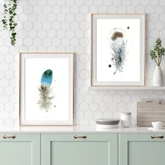Image of a feather watercolor painting by Shayna Larsen, originals & prints available