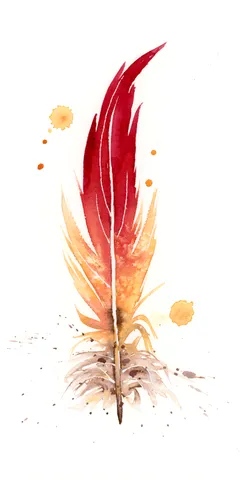 Image of a feather watercolor painting by Shayna Larsen, originals & prints available