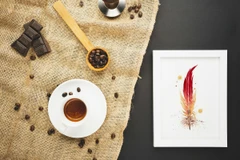 Image of a feather watercolor painting by Shayna Larsen, originals & prints available