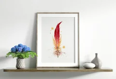 Image of a feather watercolor painting by Shayna Larsen, originals & prints available