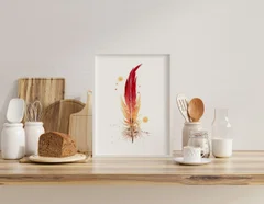 Image of a feather watercolor painting by Shayna Larsen, originals & prints available