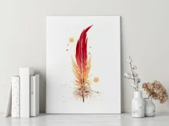 Image of a feather watercolor painting by Shayna Larsen, originals & prints available