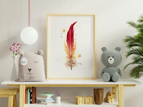 Image of a feather watercolor painting by Shayna Larsen, originals & prints available