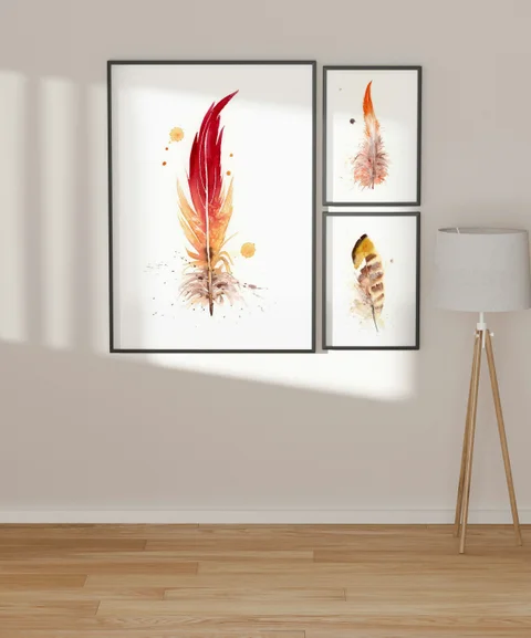 Image of a feather watercolor painting by Shayna Larsen, originals & prints available