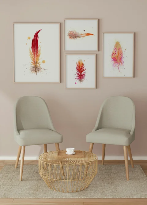 Image of a feather watercolor painting by Shayna Larsen, originals & prints available