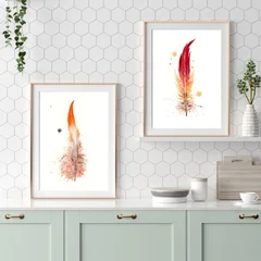 Image of a feather watercolor painting by Shayna Larsen, originals & prints available