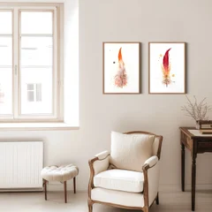 Image of a feather watercolor painting by Shayna Larsen, originals & prints available