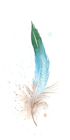 Image of a feather watercolor painting by Shayna Larsen, originals & prints available