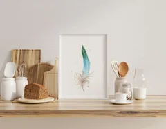 Image of a feather watercolor painting by Shayna Larsen, originals & prints available