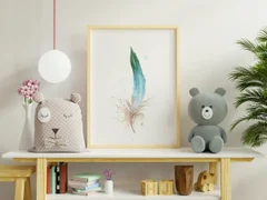 Image of a feather watercolor painting by Shayna Larsen, originals & prints available