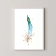 Image of a feather watercolor painting by Shayna Larsen, originals & prints available