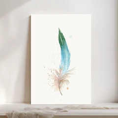 Image of a feather watercolor painting by Shayna Larsen, originals & prints available