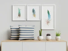 Image of a feather watercolor painting by Shayna Larsen, originals & prints available