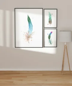 Image of a feather watercolor painting by Shayna Larsen, originals & prints available