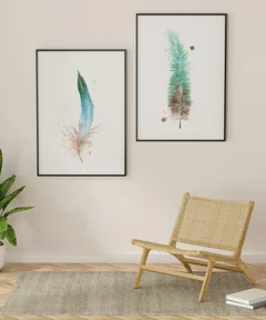 Image of a feather watercolor painting by Shayna Larsen, originals & prints available