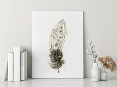 Image of a feather watercolor painting by Shayna Larsen, originals & prints available
