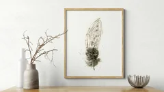 Image of a feather watercolor painting by Shayna Larsen, originals & prints available