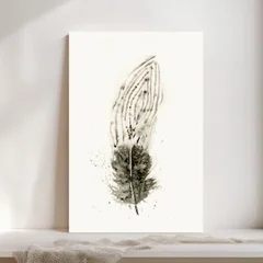 Image of a feather watercolor painting by Shayna Larsen, originals & prints available