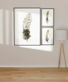 Image of a feather watercolor painting by Shayna Larsen, originals & prints available