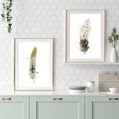 Image of a feather watercolor painting by Shayna Larsen, originals & prints available