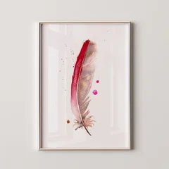 Image of a feather watercolor painting by Shayna Larsen, originals & prints available