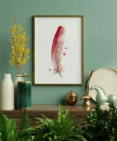 Image of a feather watercolor painting by Shayna Larsen, originals & prints available