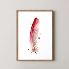 Image of a feather watercolor painting by Shayna Larsen, originals & prints available