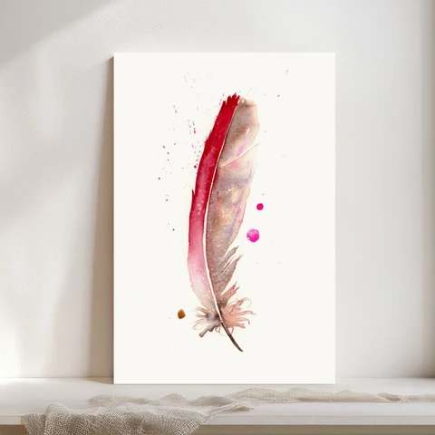 Image of a feather watercolor painting by Shayna Larsen, originals & prints available