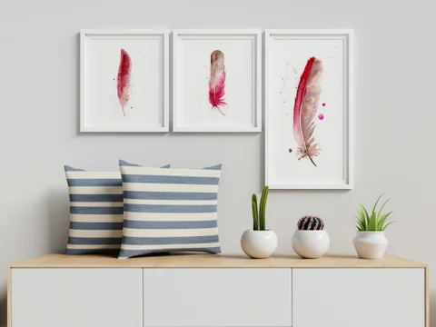 Image of a feather watercolor painting by Shayna Larsen, originals & prints available