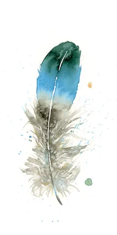 Image of a feather watercolor painting by Shayna Larsen, originals & prints available