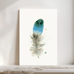 Image of a feather watercolor painting by Shayna Larsen, originals & prints available