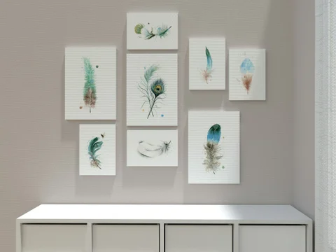 Image of a feather watercolor painting by Shayna Larsen, originals & prints available