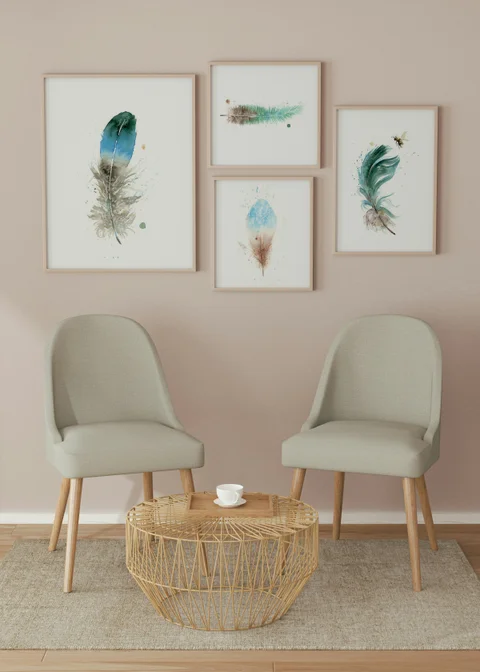 Image of a feather watercolor painting by Shayna Larsen, originals & prints available