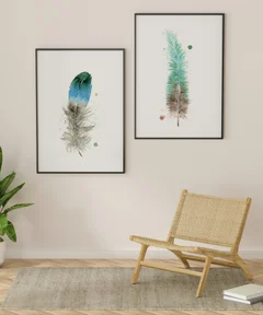 Image of a feather watercolor painting by Shayna Larsen, originals & prints available