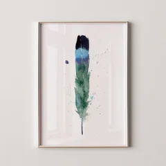 Image of a feather watercolor painting by Shayna Larsen, originals & prints available