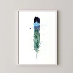 Image of a feather watercolor painting by Shayna Larsen, originals & prints available