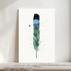 Image of a feather watercolor painting by Shayna Larsen, originals & prints available