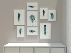 Image of a feather watercolor painting by Shayna Larsen, originals & prints available