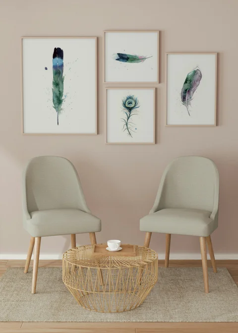 Image of a feather watercolor painting by Shayna Larsen, originals & prints available