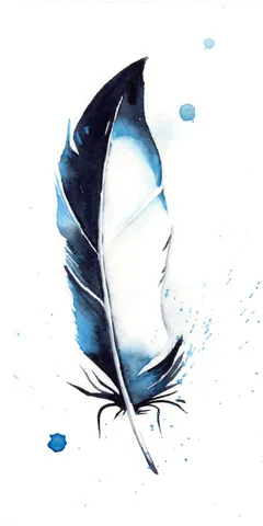 Image of a feather watercolor painting by Shayna Larsen, originals & prints available