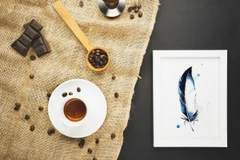 Image of a feather watercolor painting by Shayna Larsen, originals & prints available