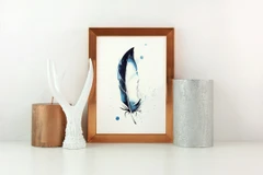 Image of a feather watercolor painting by Shayna Larsen, originals & prints available