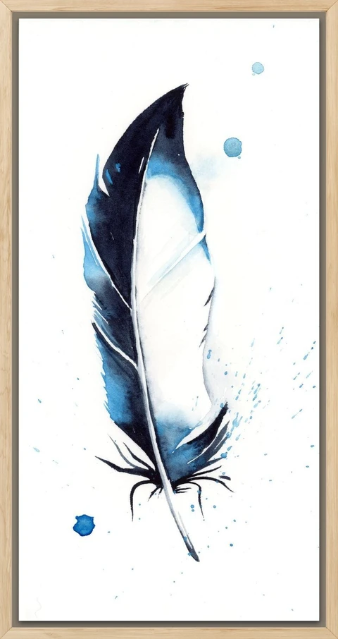 Image of a feather watercolor painting by Shayna Larsen, originals & prints available