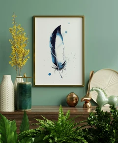Image of a feather watercolor painting by Shayna Larsen, originals & prints available