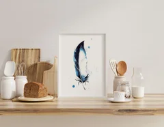Image of a feather watercolor painting by Shayna Larsen, originals & prints available