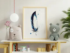 Image of a feather watercolor painting by Shayna Larsen, originals & prints available