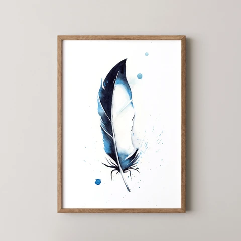 Image of a feather watercolor painting by Shayna Larsen, originals & prints available
