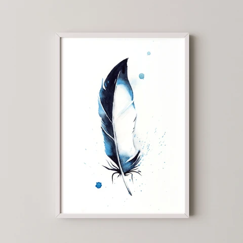 Image of a feather watercolor painting by Shayna Larsen, originals & prints available
