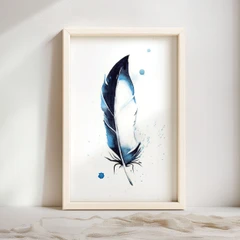 Image of a feather watercolor painting by Shayna Larsen, originals & prints available